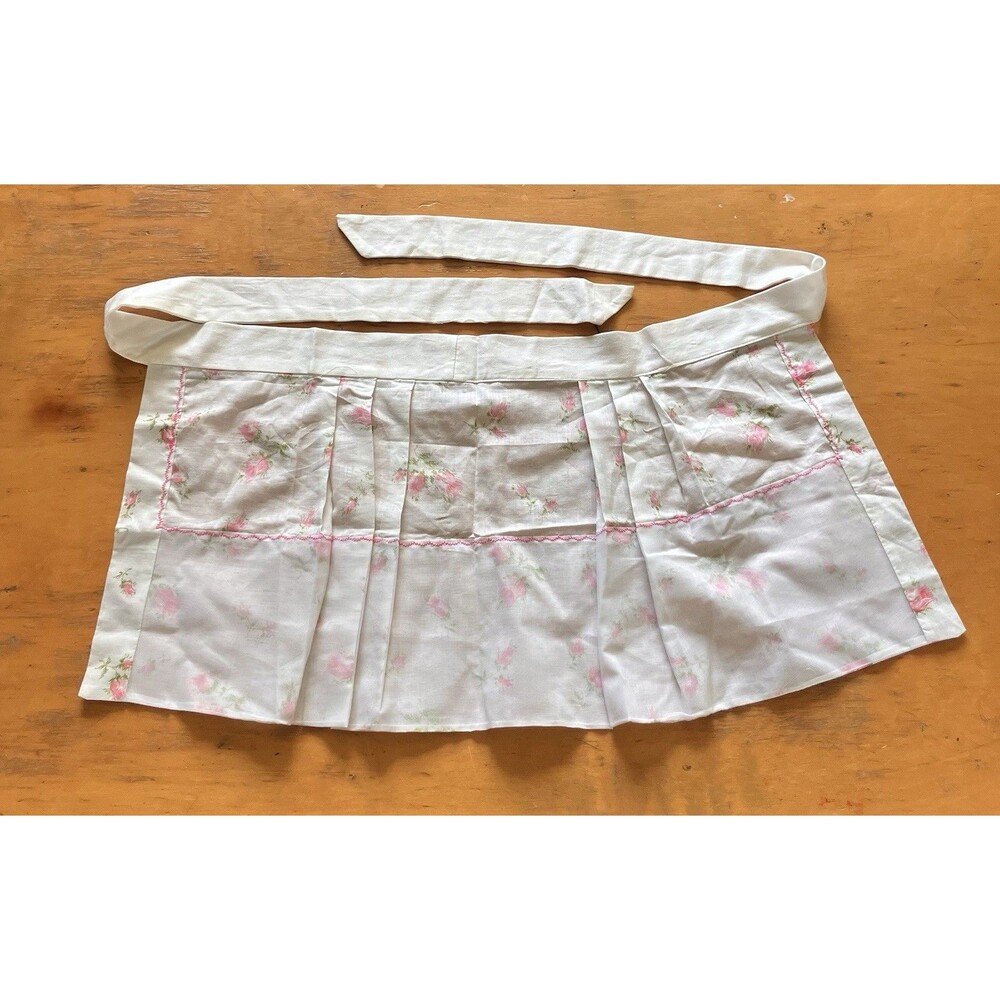 Vintage Apron Floral Handmade MCM Cottage Core Farmhouse Grandma Kitchen - Picture 4 of 4